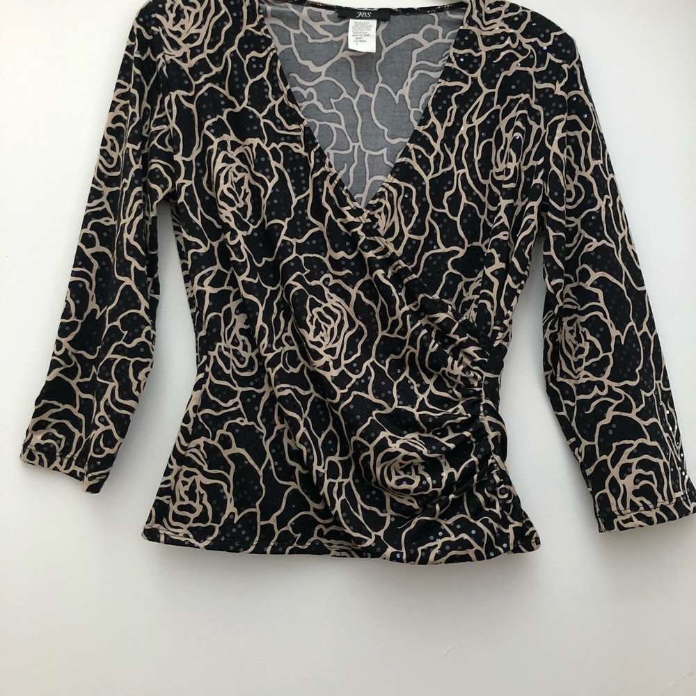 Sequined Top, Black and Beige, Small